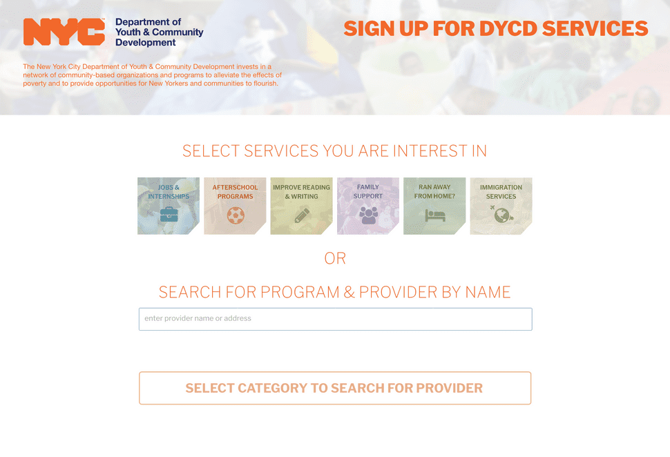 alt DYCD Universal Form Sign up