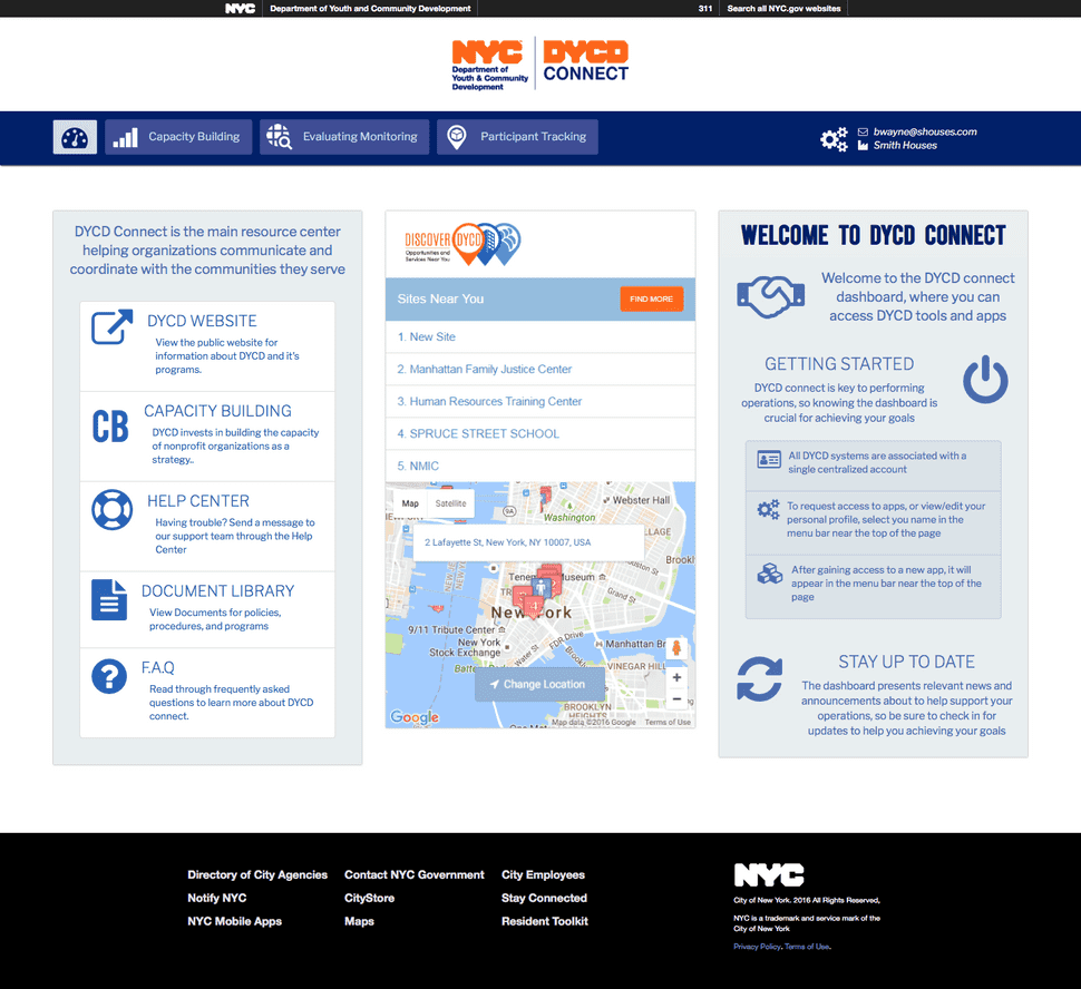 alt DYCD Authenticated Dashboard